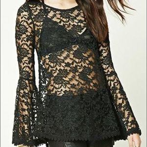 Sheer lace black top